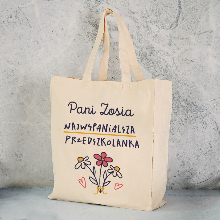 Najwspanialsza przedszkolanka rysunek - Torba Bawełniana z Nadrukiem Najwspanialsza przedszkolanka rysunek - Torba Bawełniana z Nadrukiem