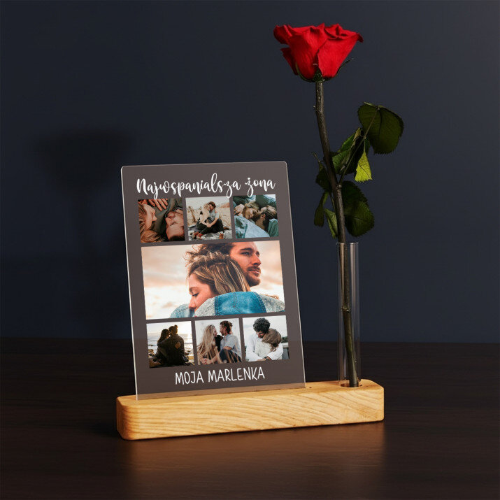 Najwspanialsza żona - Wydruk na szkle akrylowym z różą