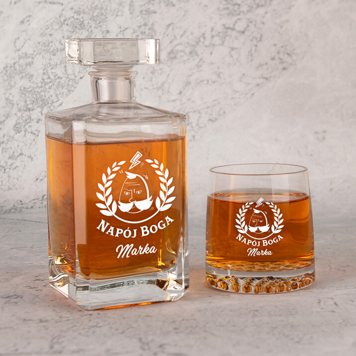  napój boga - Zestaw Grawerowana Karafka 0,7 i Szklanki Do Whisky