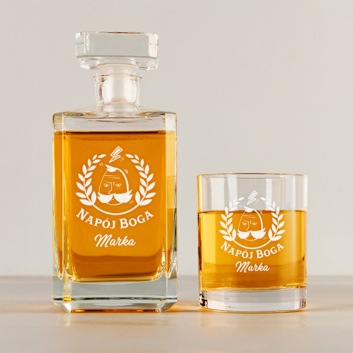napój boga - Zestaw Grawerowana Karafka 0,7 i Szklanki Do Whisky napój boga - Zestaw Grawerowana Karafka 0,7 i Szklanki Do Whisky