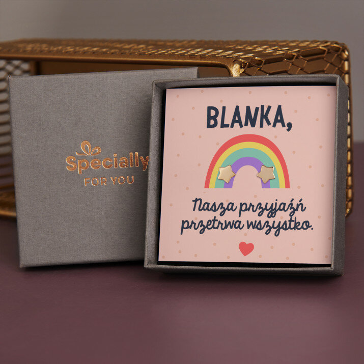 Nasza przyjaźń przetrwa wszystko - Pozłacane kolczyki gwiazdki