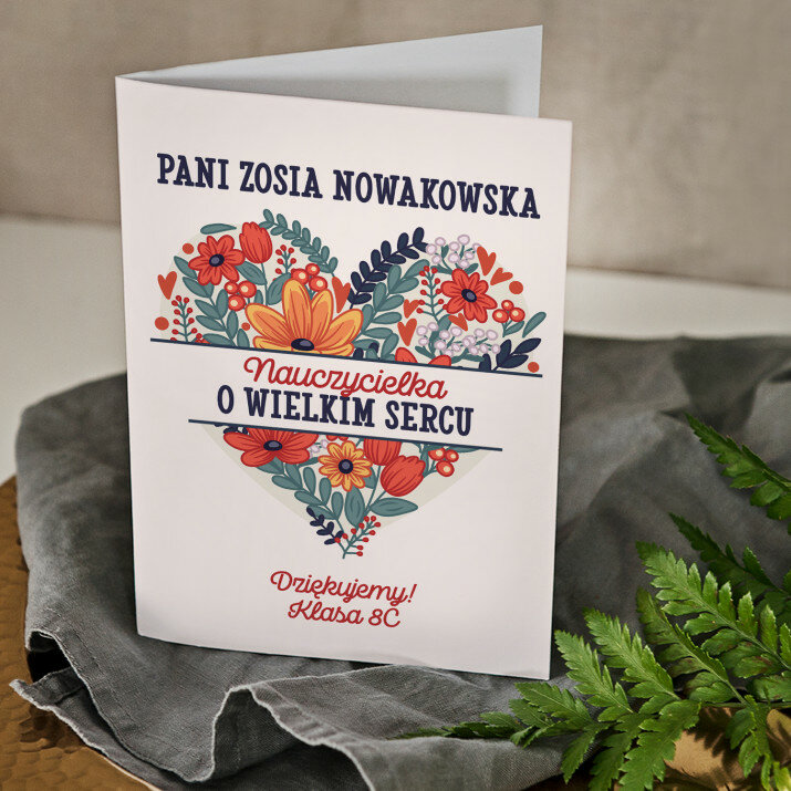 Nauczycielka o wielkim sercu - kartka z życzeniami