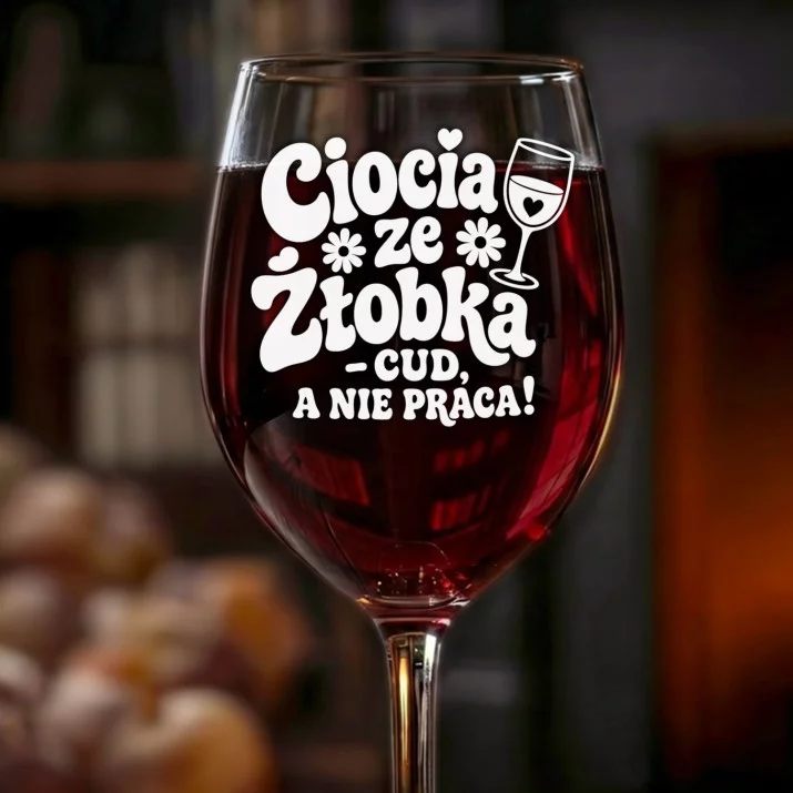 Kieliszek Do Wina Dla Cioci Ze Żłobka Prezent Dla Kobiety: Ciocia Ze Żłobka - Cud