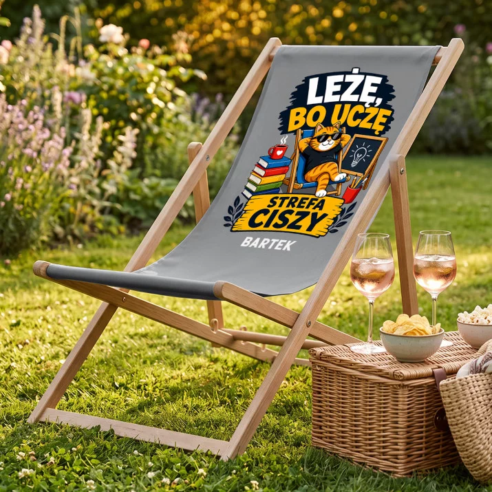 Leżak Z Nadrukiem Dla Nauczyciela Prezent Na Dzień Nauczyciela Dla Mężczyzny: Leżę, Bo Uczę