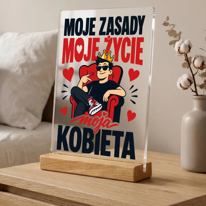 Druk Na Szkle Na Walentynki Prezent Na Rocznicę Dla Mężczyzny: Moje Zasady Moja Kobieta Druk Na Szkle Na Walentynki Prezent Na Rocznicę Dla Mężczyzny: Moje Zasady Moja Kobieta