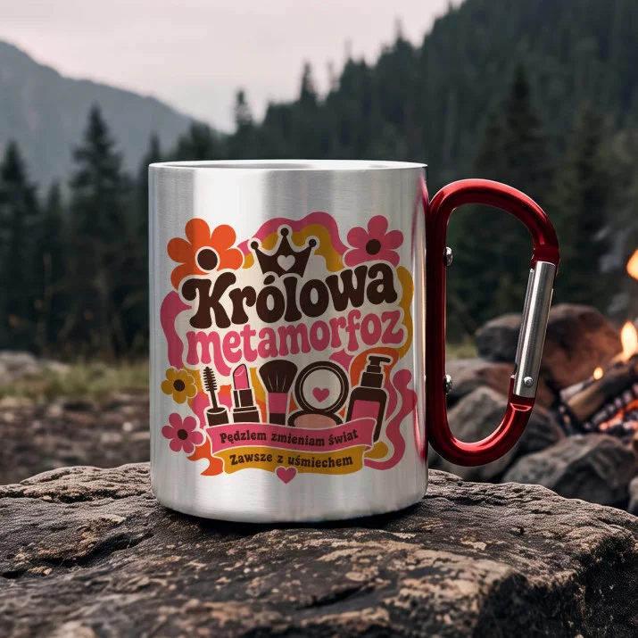 Kubek Metalowy z Karabińczykiem Dla Kosmetyczki Prezent Dla Kobiety: Retro Metamorfozy
