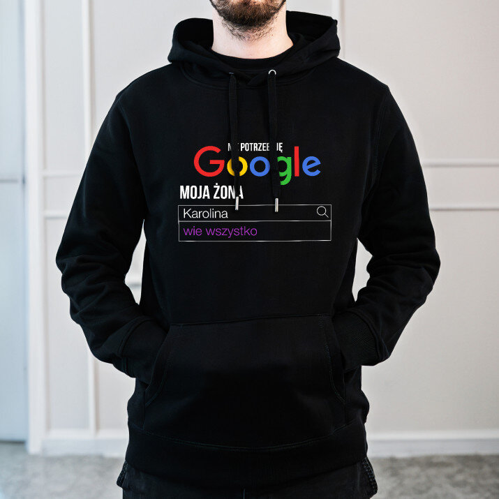 Nie potrzebuję google - Bluza męska czarna z kapturem