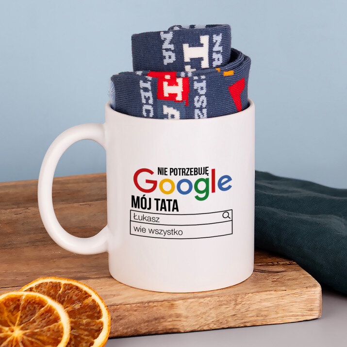 Nie potrzebuję google - Skarpetki w kubku dla taty