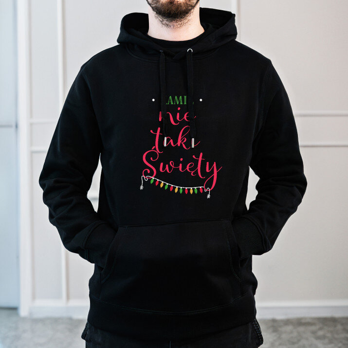 Nie taki święty - Bluza męska czarna z kapturem