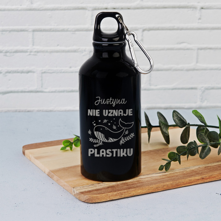 Nie uznaje plastiku - Butelka na wodę 0,4l z grawerem
