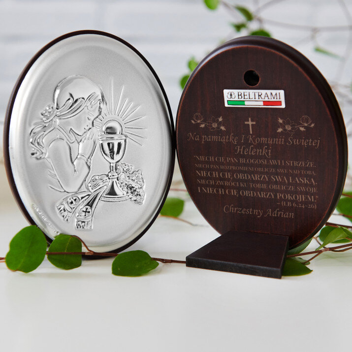 Niech Cię Pan błogosławi komunia - Dziewczynka - Srebrny Obrazek z Grawerem