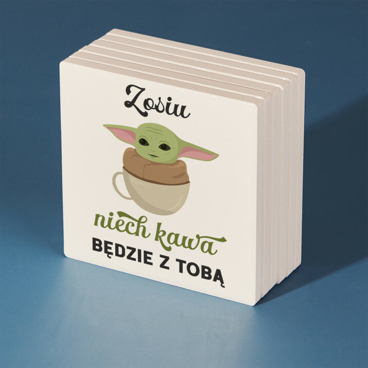 Niech kawa będzie z tobą - Podkładki ceramiczne pod kubek