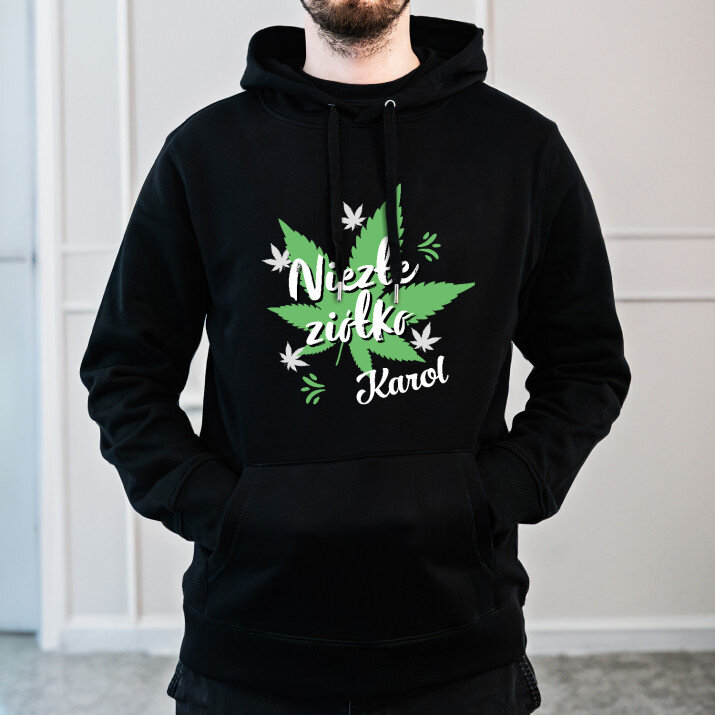 Niezłe ziółko - Bluza męska czarna z kapturem