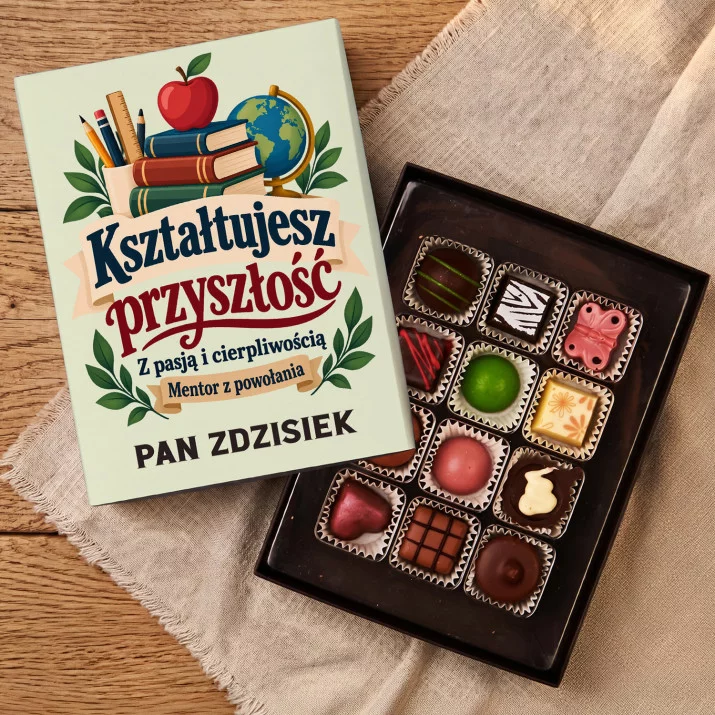 Praliny z Belgijskiej Czekolady Dla Nauczyciela Prezent Na Dzień Nauczyciela Dla Mężczyzny: Kształtujesz Przyszłość Praliny z Belgijskiej Czekolady Dla Nauczyciela Prezent Na Dzień Nauczyciela Dla Mężczyzny: Kształtujesz Przyszłość