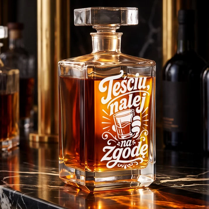 Karafka Do Whisky z Grawerem Dla Teścia Prezent Na Dzień Ojca: Teściu, Nalej Na Zgodę Karafka Do Whisky z Grawerem Dla Teścia Prezent Na Dzień Ojca: Teściu, Nalej Na Zgodę