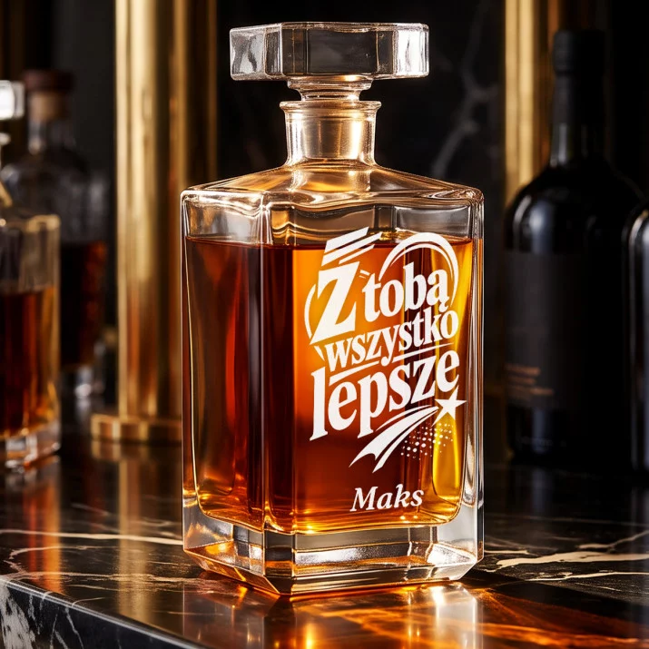 Karafka Do Whisky z Grawerem Na Dzień Chłopaka Prezent Dla Chłopaka Mężczyzny: Z Tobą Wszystko Lepsze