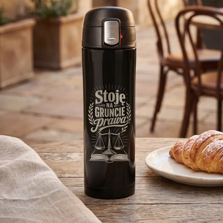 Kubek Termiczny 440ml Dla Prawniczki Prezent: Stoję Na Gruncie Prawa