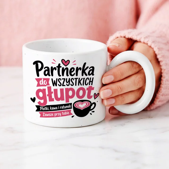 Kubek Z Okrągłym Uchem Dla Przyjaciółki Prezent Dla Kobiety: Typografia Przyjaźni