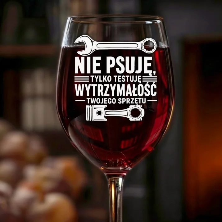 Kieliszek Do Wina Dla Mechanika Prezent Dla Mężczyzny: Mechanik, Test Wytrzymałości Kieliszek Do Wina Dla Mechanika Prezent Dla Mężczyzny: Mechanik, Test Wytrzymałości