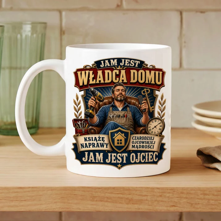 Kubek Z Nadrukiem Dla Ojca Prezent Na Dzień Ojca Dla Mężczyzny: Władca Domu Książę Napraw Kubek Z Nadrukiem Dla Ojca Prezent Na Dzień Ojca Dla Mężczyzny: Władca Domu Książę Napraw