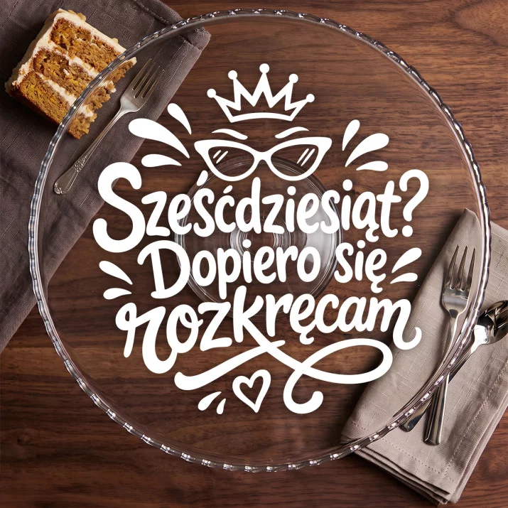 Patera Na Ciasto Na 60 Prezent Na 60 Urodziny Dla Kobiety: Rozkręcona Sześćdziesiątka Patera Na Ciasto Na 60 Prezent Na 60 Urodziny Dla Kobiety: Rozkręcona Sześćdziesiątka