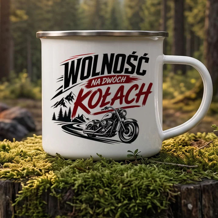 Kubek Emaliowany Dla Motocyklisty Prezent Dla Mężczyzny: Motocyklowa Wolność Kubek Emaliowany Dla Motocyklisty Prezent Dla Mężczyzny: Motocyklowa Wolność