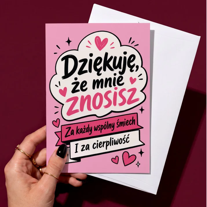 Kartka z Życzeniami Na Rocznicę Na Walentynki Dla Kobiety: Zabawna Wdzięczność Kartka z Życzeniami Na Rocznicę Na Walentynki Dla Kobiety: Zabawna Wdzięczność