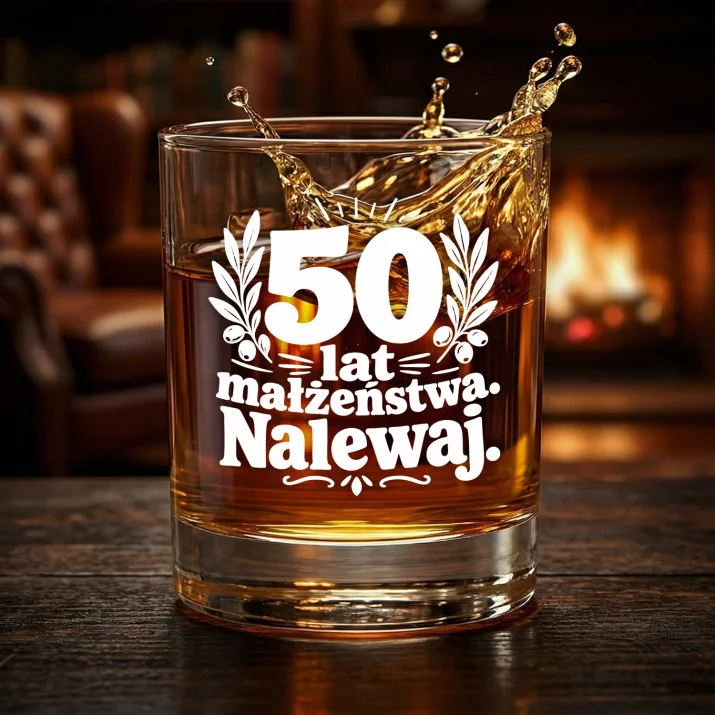 Szklanka Do Whisky Na 50 Rocznicę Ślubu Prezent Dla Mężczyzny: 50 Lat Małżeństwa. Nalewaj. Szklanka Do Whisky Na 50 Rocznicę Ślubu Prezent Dla Mężczyzny: 50 Lat Małżeństwa. Nalewaj.