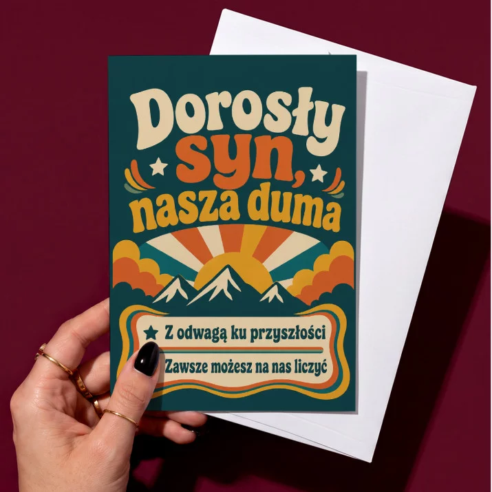 Kartka z Życzeniami Dla Dorosłego Syna Dla Mężczyzny: Retro Duma Syna Kartka z Życzeniami Dla Dorosłego Syna Dla Mężczyzny: Retro Duma Syna