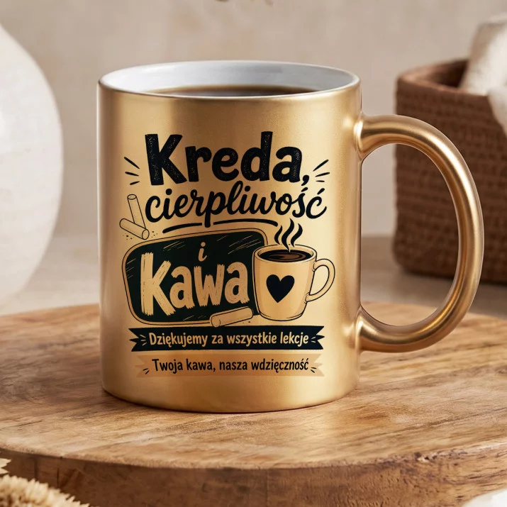 Złoty Kubek Dla Nauczyciela Prezent Na Dzień Nauczyciela Dla Mężczyzny: Kreda I Kawa