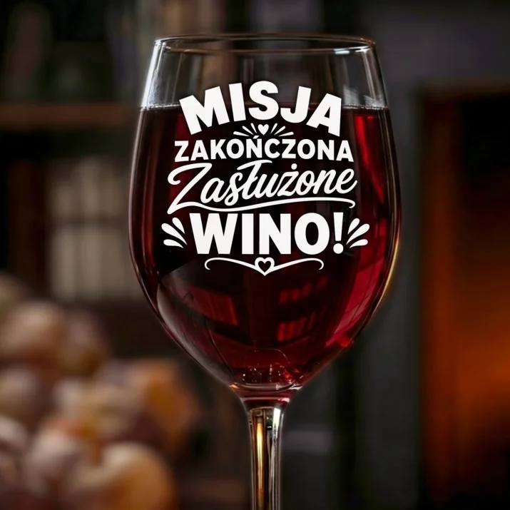 Kieliszek Do Wina Na Zakończenie Pracy Prezent Dla Kobiety: Misja Zakończona Wino