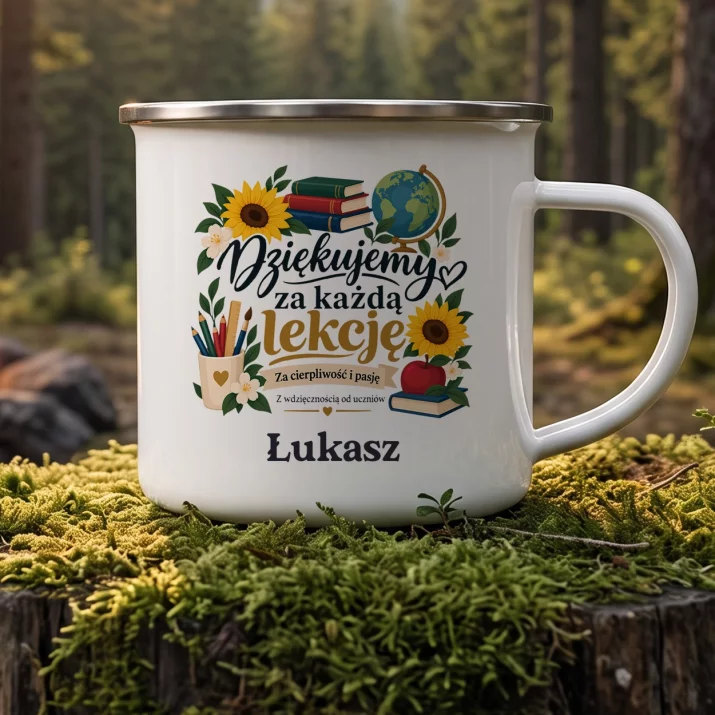 Kubek Emaliowany Dla Nauczyciela Na Koniec Roku Prezent Na Dzień Nauczyciela Dla Mężczyzny: Dziękujemy Za Każdą