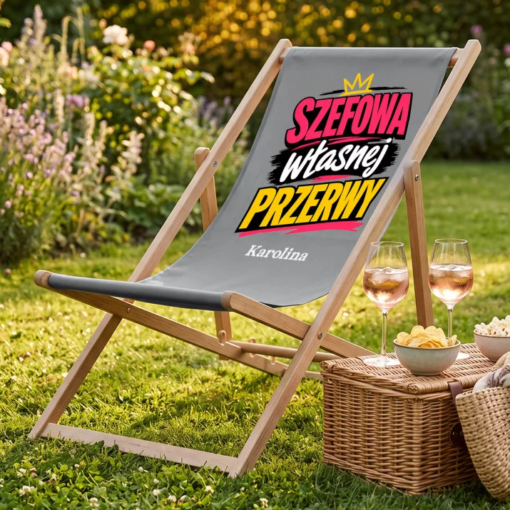 Leżak Z Nadrukiem Dla Koleżanki Z Pracy Prezent Dla Kobiety: Szefowa Własnej Przerwy Leżak Z Nadrukiem Dla Koleżanki Z Pracy Prezent Dla Kobiety: Szefowa Własnej Przerwy