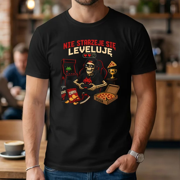 Koszulka Męska Dla Gracza Komputerowego Prezent Dla Mężczyzny: Leveluję
