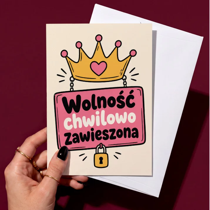 Kartka z Życzeniami Na Wieczór Panieński Dla Kobiety: Zawieszona Wolność