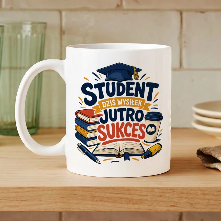Kubek Z Nadrukiem Dla Studenta Prezent Dla Mężczyzny: Student Jutro Sukces Kubek Z Nadrukiem Dla Studenta Prezent Dla Mężczyzny: Student Jutro Sukces