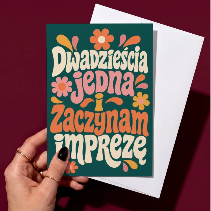 Kartka z Życzeniami Dla 21 Latki Na 20 Urodziny Dla Kobiety: Retro Groovy Energia Kartka z Życzeniami Dla 21 Latki Na 20 Urodziny Dla Kobiety: Retro Groovy Energia
