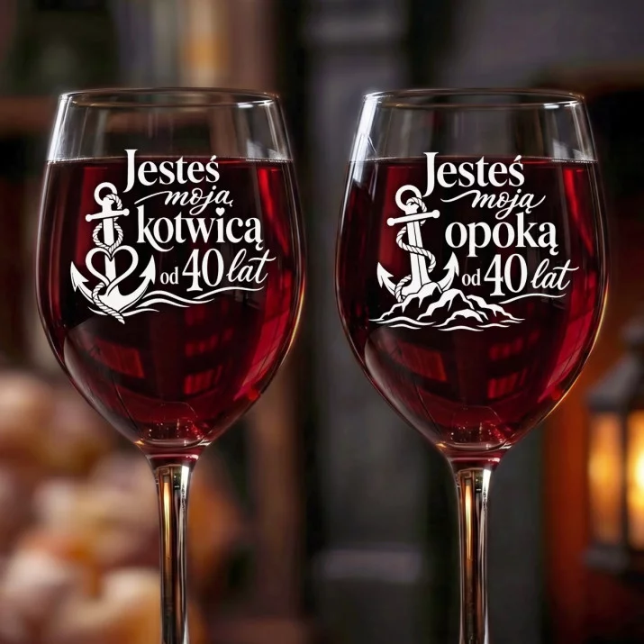 Dwa Kieliszki Do Wina Na 40 Lecie Ślubu Prezent Dla Pary: Rubinowy Duet Dwa Kieliszki Do Wina Na 40 Lecie Ślubu Prezent Dla Pary: Rubinowy Duet