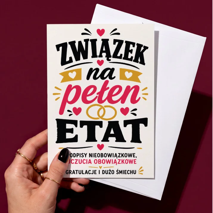 Kartka z Życzeniami Na Wesele Dla Pary Młodej Pary: Typograficzny Humor