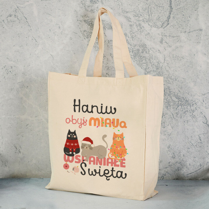 obyś miaua wspaniałe święta - Torba Bawełniana z Nadrukiem