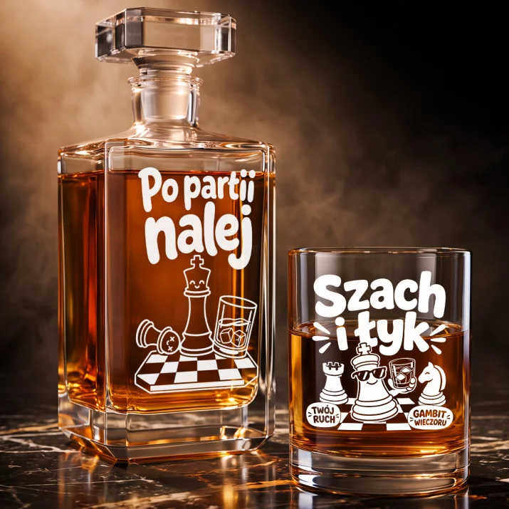 Zestaw Do Whisky Dla Szachisty Prezent Dla Mężczyzny: Po Partii Nalej Zestaw Do Whisky Dla Szachisty Prezent Dla Mężczyzny: Po Partii Nalej