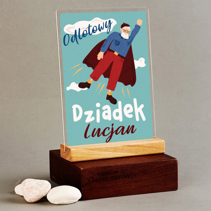 odlotowy dziadek - Wydruk na szkle akrylowym z podstawką