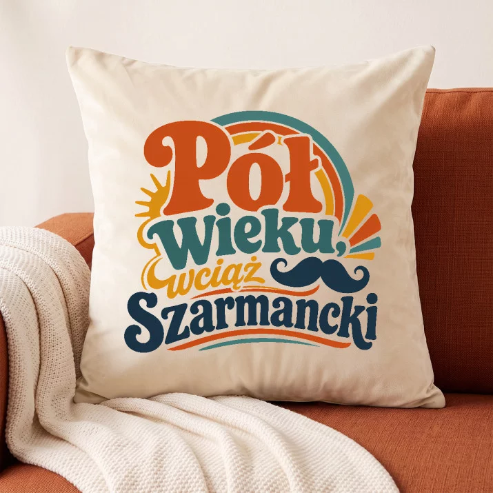 Poduszka Dekoracyjna Na 50 Lecie Ślubu Prezent Dla Mężczyzny: Retro Złota Elegancja Poduszka Dekoracyjna Na 50 Lecie Ślubu Prezent Dla Mężczyzny: Retro Złota Elegancja