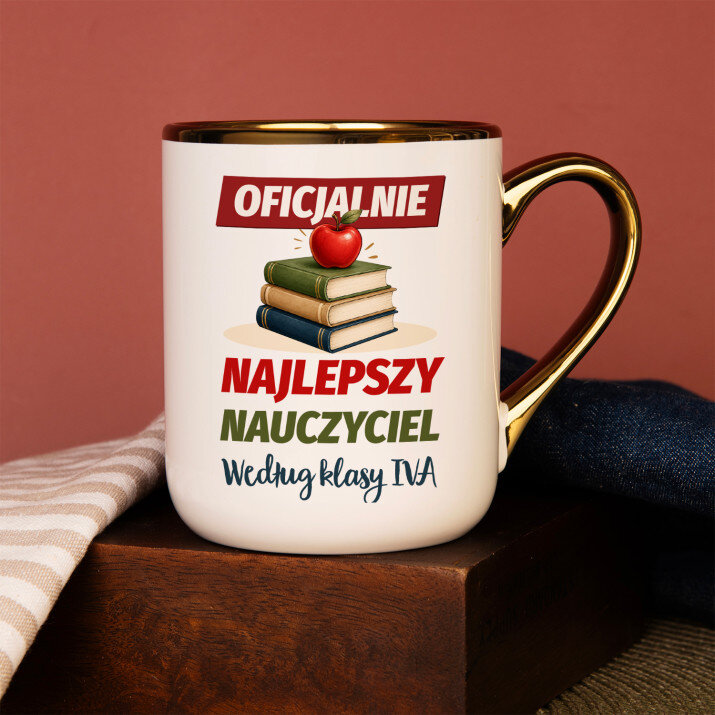 Oficjalnie najlepszy nauczyciel - Kubek ceramiczny ze złotym rantem