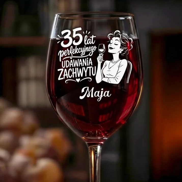 Kieliszek Do Wina z Grawerem Na 35 Rocznice Ślubu Prezent Na Walentynki Dla Kobiety: 35 Lat Perfekcyjnego