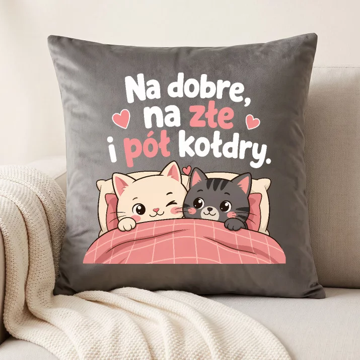 Poduszka Dekoracyjna Na Ślub Prezent Dla Pary Młodej Pary: Na Dobre, Na Złe I Pół Kołdry.