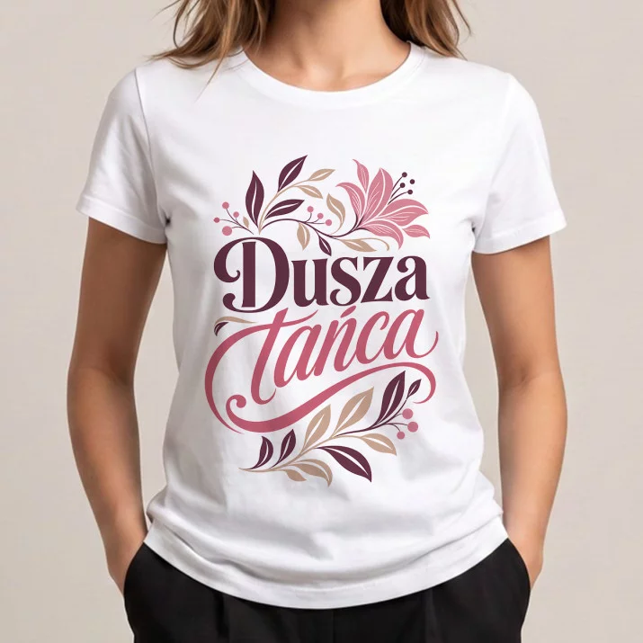 Koszulka Damska Biała Dla Tancerki Prezent Dla Kobiety: Botaniczny Taniec