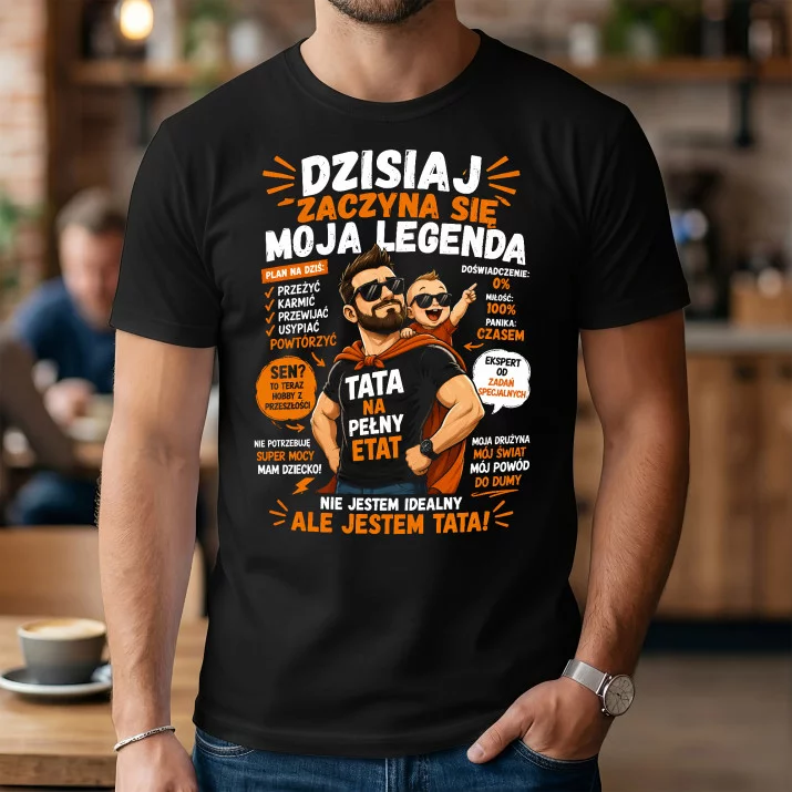 Koszulka Męska Na Pierwszy Dzień Taty Prezent Dla Taty Mężczyzny: Tata Na Pełen Etat
