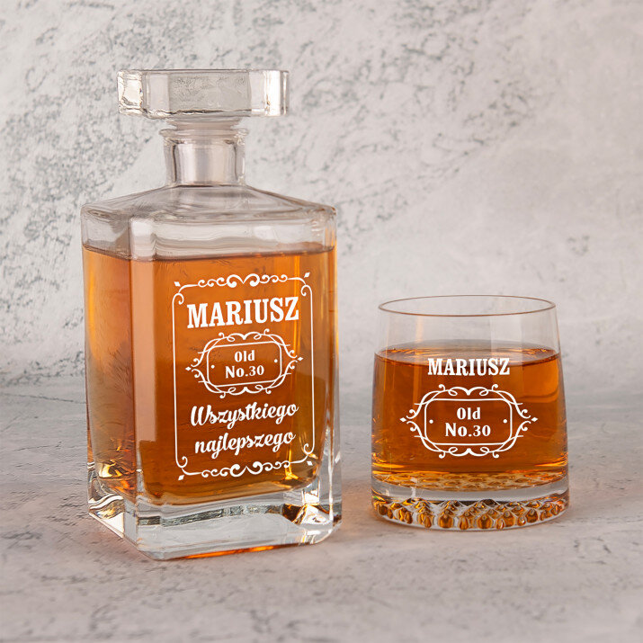  old no - Zestaw Grawerowana Karafka 0,7 i Szklanki Do Whisky