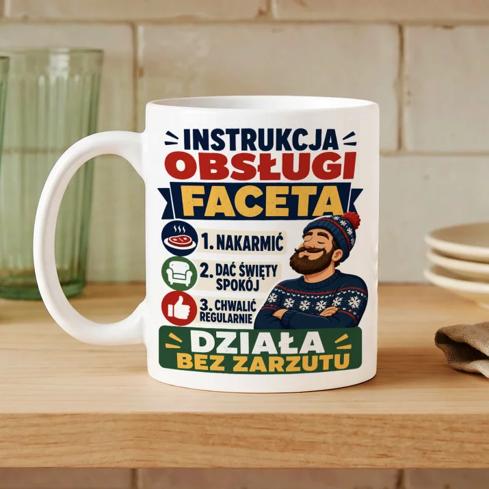 Kubek Z Nadrukiem Na Święta Prezent Dla Mężczyzny: Instrukcja Obsługi Faceta Kubek Z Nadrukiem Na Święta Prezent Dla Mężczyzny: Instrukcja Obsługi Faceta